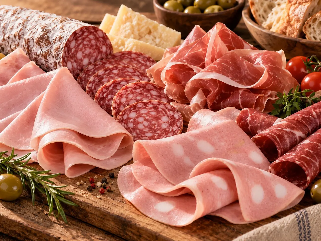 Tabla de picada con jamón cocido, salame y queso